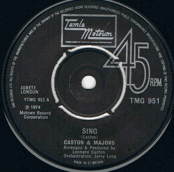 Caston & Majors : Sing (7", Single)