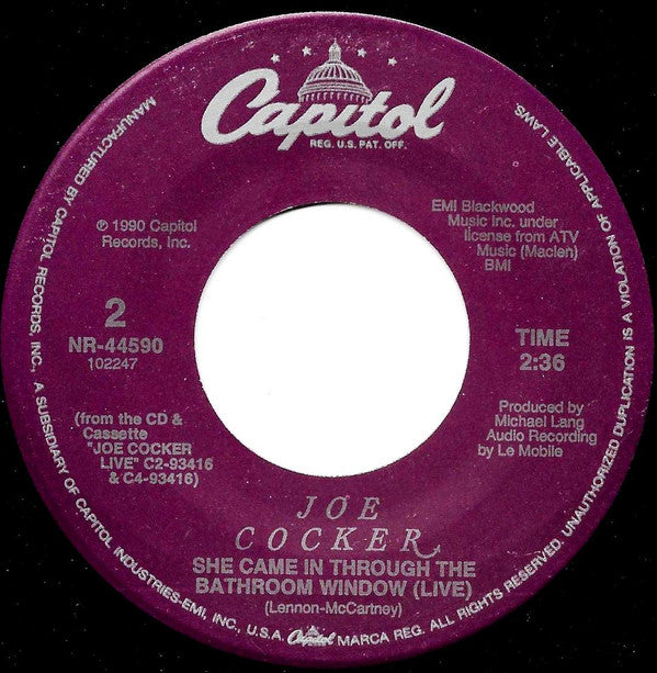 Joe Cocker : Living In The Promiseland (7", Single)