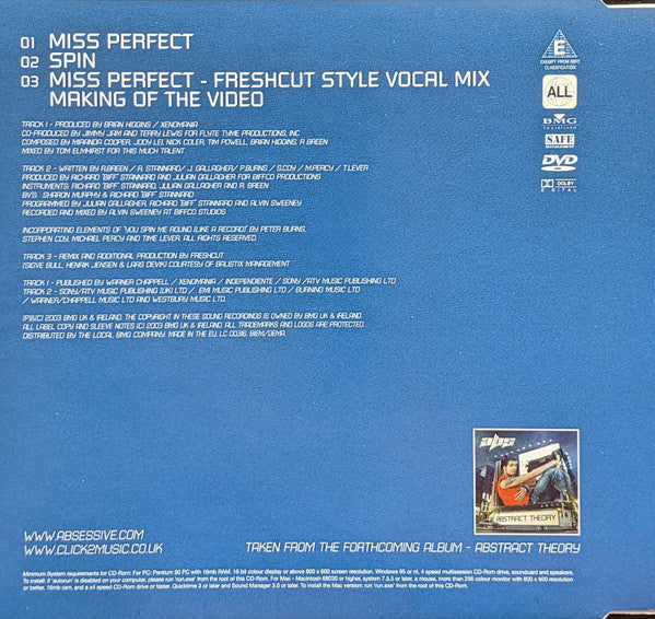 Abs (3) Feat. Nodesha : Miss Perfect (DVD, Single, PAL, Reg)