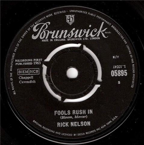 Ricky Nelson (2) : Fools Rush In / Down Home (7", Single)