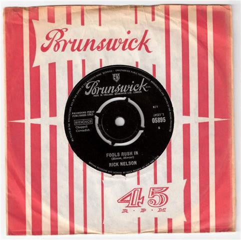 Ricky Nelson (2) : Fools Rush In / Down Home (7", Single)
