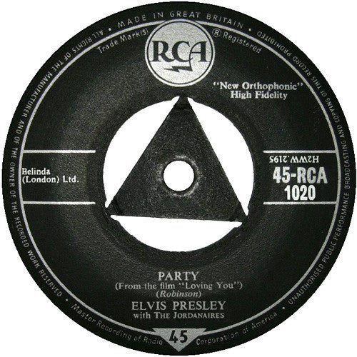 Elvis Presley With The Jordanaires : Party (7", Single)