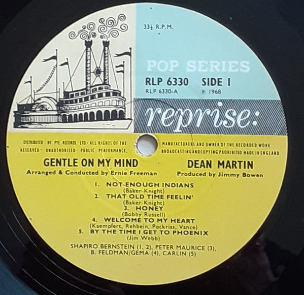 Dean Martin : Gentle On My Mind (LP, Album, Mono)