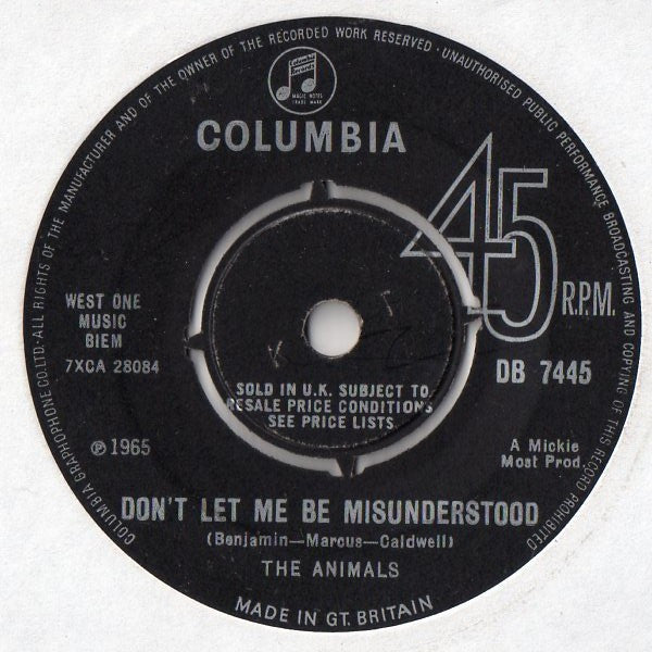 The Animals : Don't Let Me Be Misunderstood (7", Single, Mono)