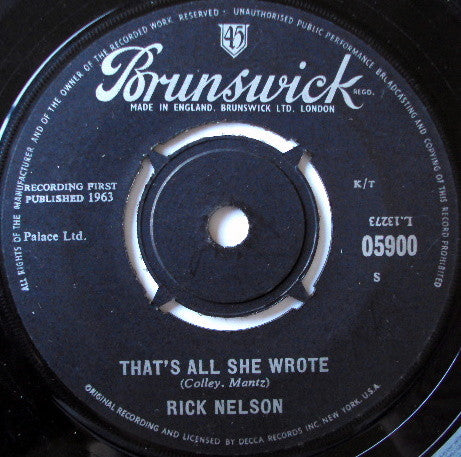 Ricky Nelson (2) : For You (7")