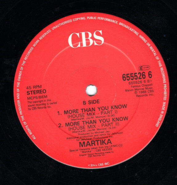 Martika : More Than You Know (12", Single, S/Edition, 199)