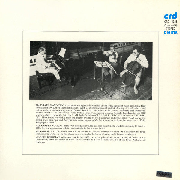 Johannes Brahms / Robert Schumann - Israel Piano Trio : The Three Piano Trios / Piano Trio No. 1 In D Minor Op. 63 (2xLP)