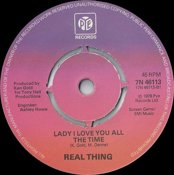 The Real Thing : Rainin' Through My Sunshine (7", Single, Kno)