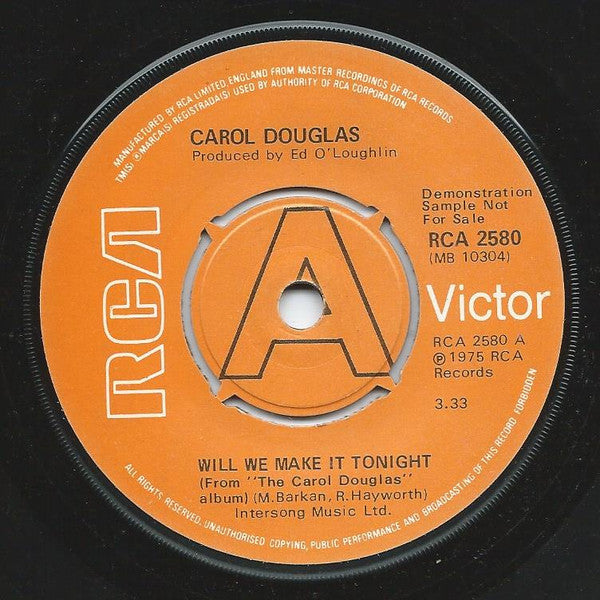 Carol Douglas : Will We Make It Tonight (7", Single, Promo)