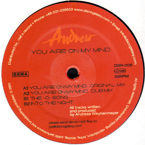 Andrew (2) : You Are On My Mind (12")