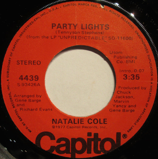 Natalie Cole : Party Lights (7")