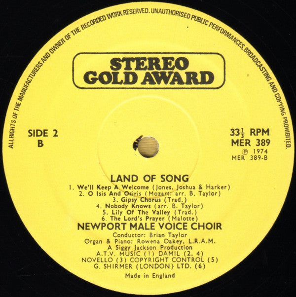 Newport Male Voice Choir : Wales: Land Of Song (LP)