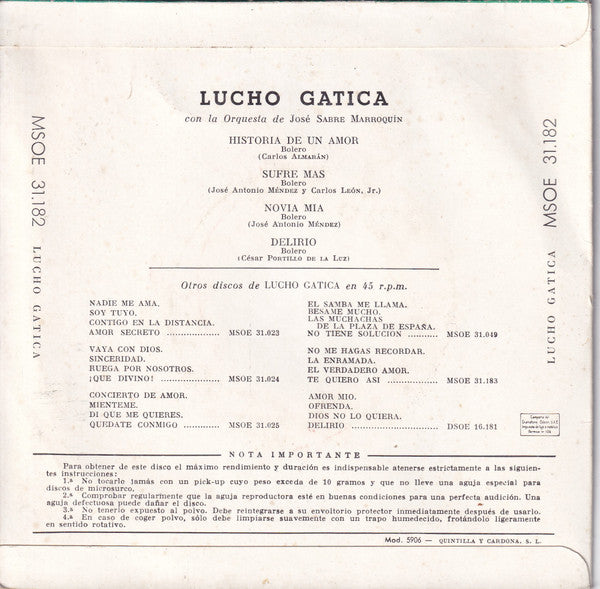 Lucho Gatica : Historia De Un Amor (7", EP)