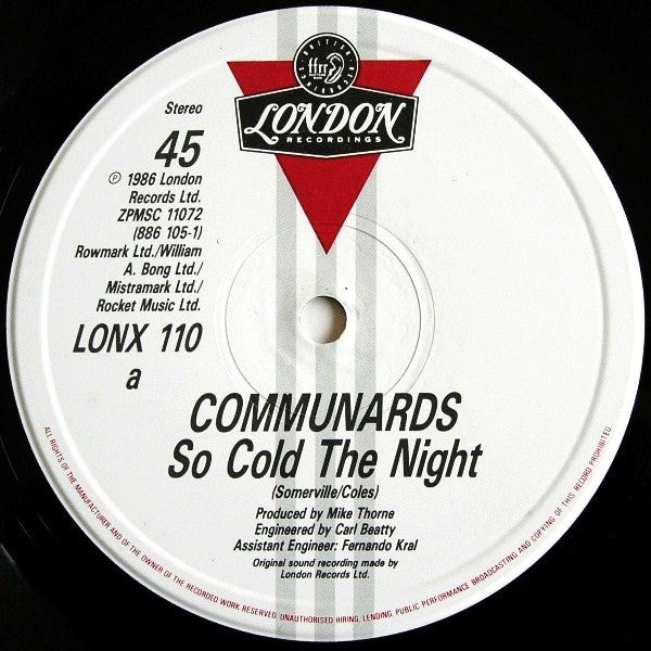 The Communards : So Cold The Night (12", Single)