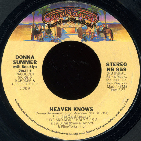 Donna Summer : Heaven Knows (7", Single, Styrene, PRC)