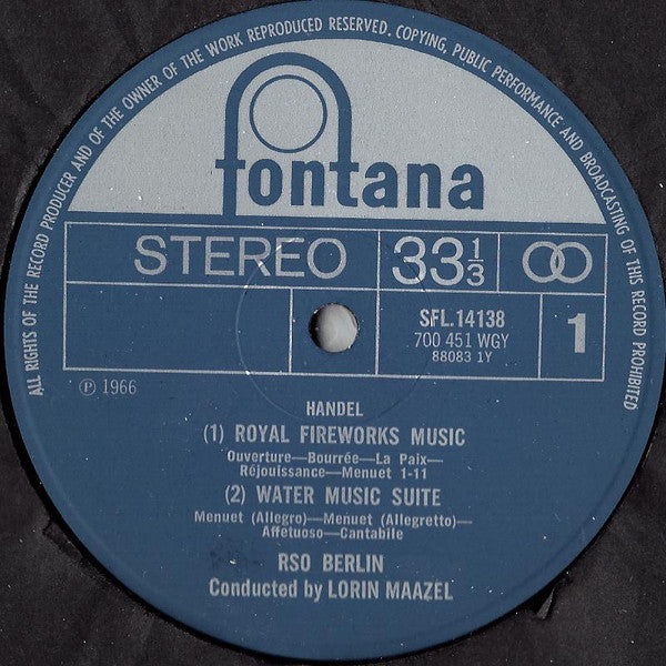 Georg Friedrich Händel, Lorin Maazel : Royal Fireworks Music / Water Music Suite (LP, RE)