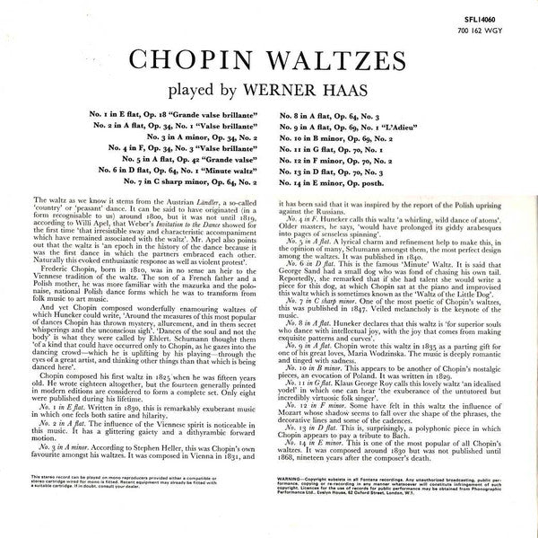Frédéric Chopin, Werner Haas : Waltzes (LP, RE)