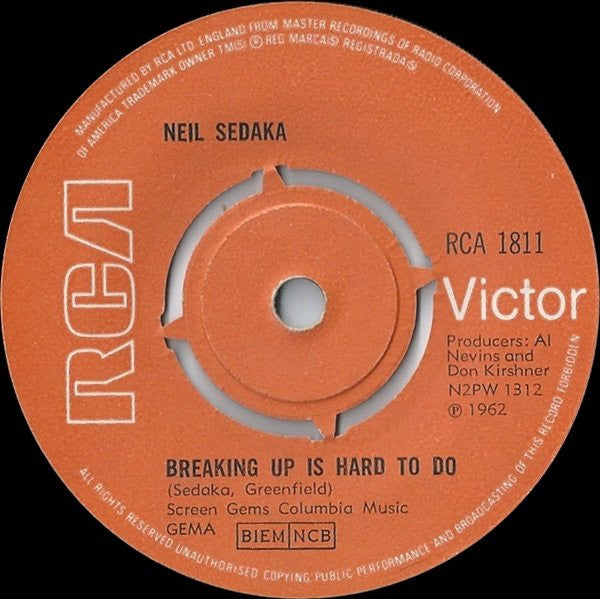 Neil Sedaka : Breaking Up Is Hard To Do / As Long As I Live (7", RE)