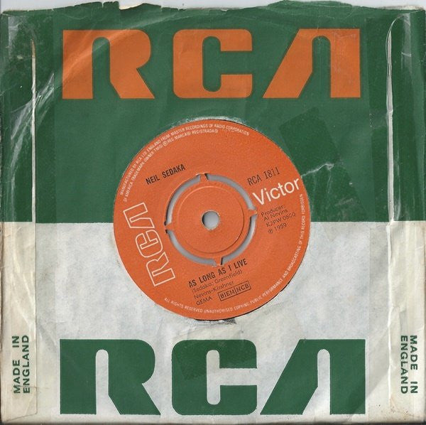 Neil Sedaka : Breaking Up Is Hard To Do / As Long As I Live (7", RE)