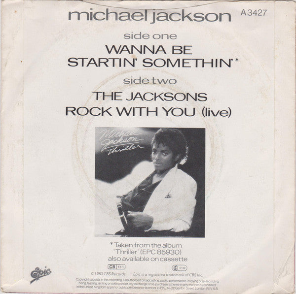 Michael Jackson : Wanna Be Startin' Somethin' (7", Single, Pap)
