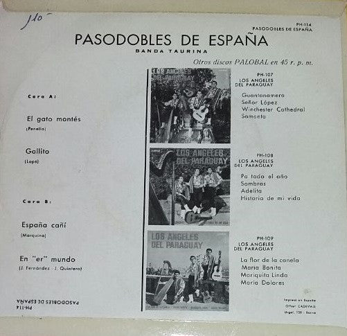 Banda Taurina : Pasodobles De España (7", EP)