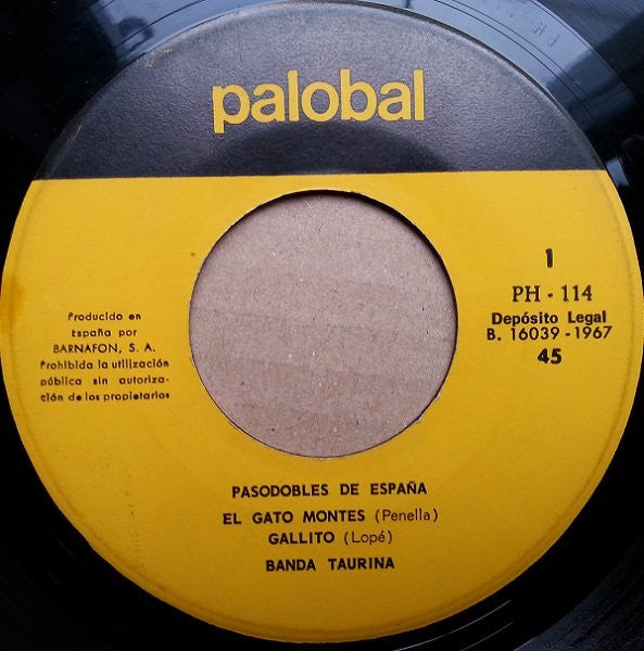 Banda Taurina : Pasodobles De España (7", EP)