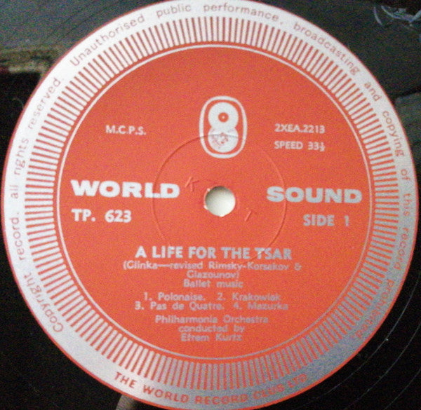 Mikhail Ivanovich Glinka, Charles Gounod, Efrem Kurtz, Philharmonia Orchestra : Russian And French Ballet Music - Life For A Tsar And Faust (LP, Album)