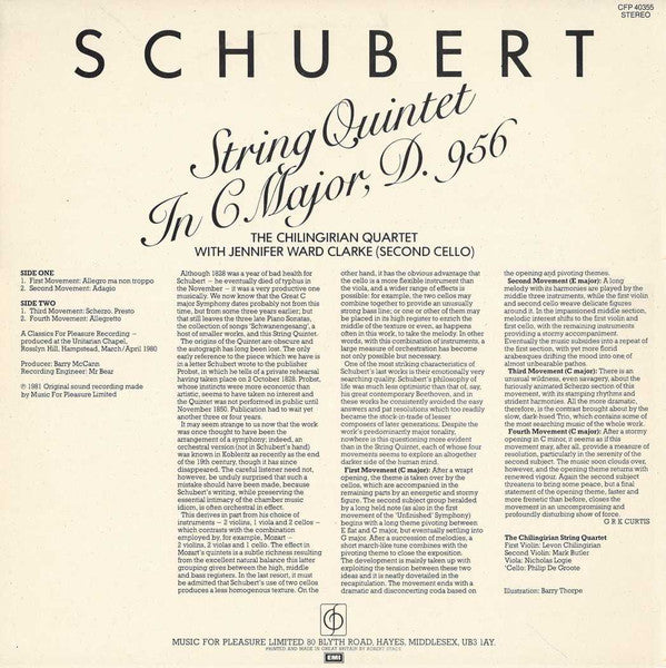 Franz Schubert, Chilingirian String Quartet With Jennifer Ward Clarke : String Quintet In C (LP)