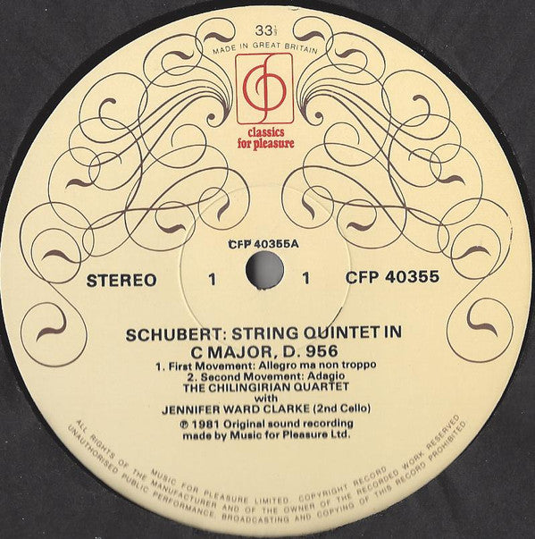 Franz Schubert, Chilingirian String Quartet With Jennifer Ward Clarke : String Quintet In C (LP)