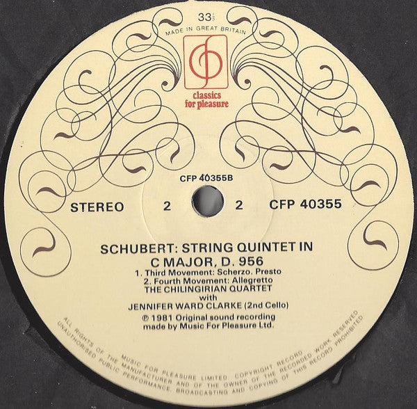 Franz Schubert, Chilingirian String Quartet With Jennifer Ward Clarke : String Quintet In C (LP)