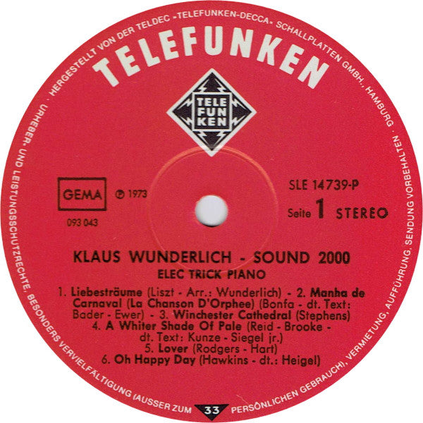 Klaus Wunderlich : Sound 2000 2 - Elec Trick Piano (LP)