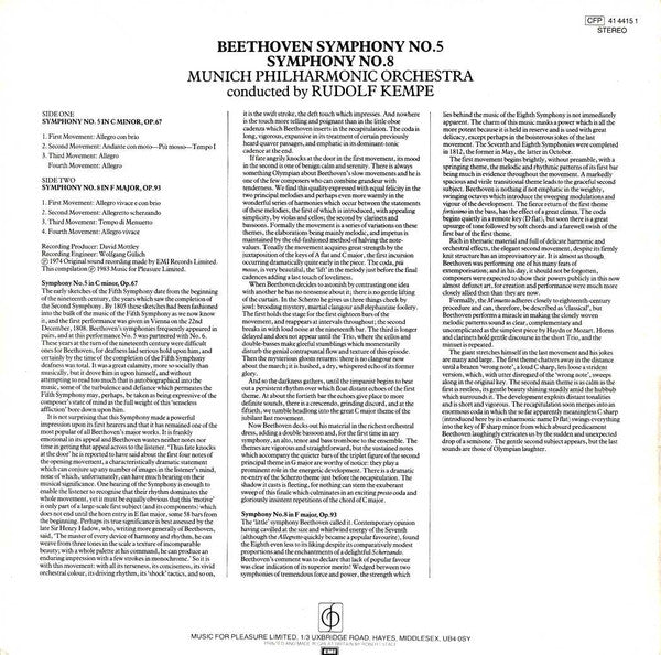 Ludwig van Beethoven, Münchner Philharmoniker, Rudolf Kempe : Symphony No. 5 / Symphony No. 8 (LP, Comp)