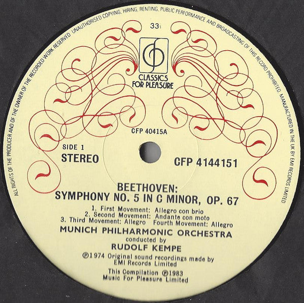 Ludwig van Beethoven, Münchner Philharmoniker, Rudolf Kempe : Symphony No. 5 / Symphony No. 8 (LP, Comp)