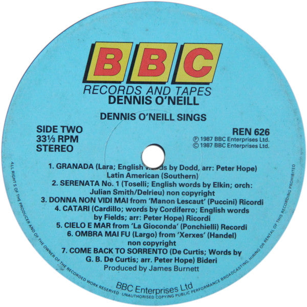 Dennis O'Neill (3) : Dennis O'Neill Sings (LP)