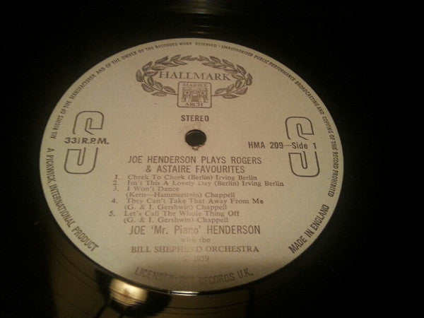 Joe "Mr Piano" Henderson : Plays Rogers & Astaire Favourites (LP, Album, RE)