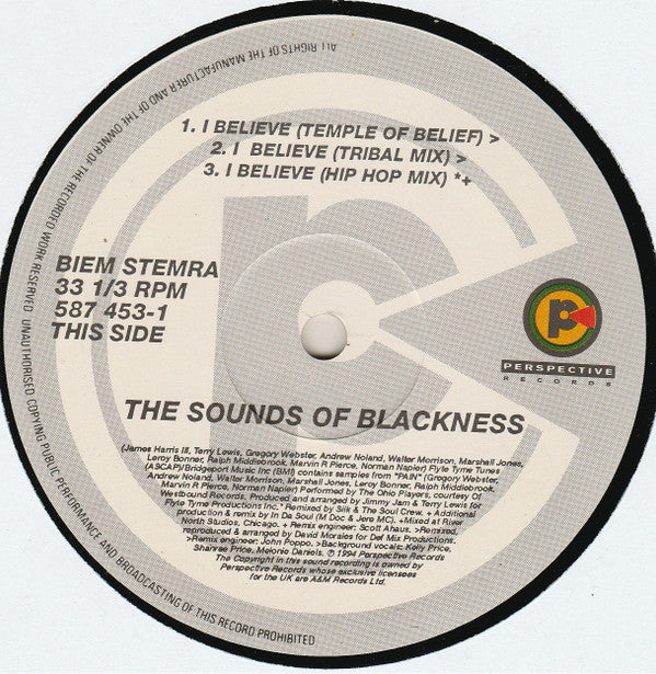 Sounds Of Blackness : I Believe (The Remixes) (12", Single)
