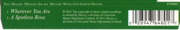 Military Wives With Gareth Malone, Paul Mealor : Wherever You Are (CD, Single)