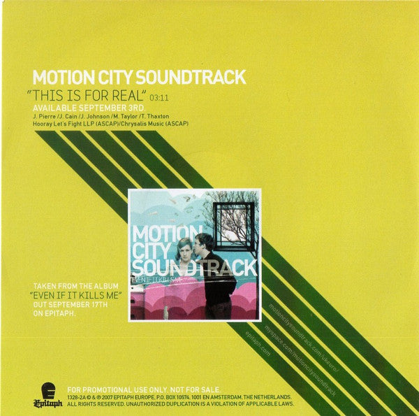 Motion City Soundtrack : This Is For Real (CDr, Single, Promo)