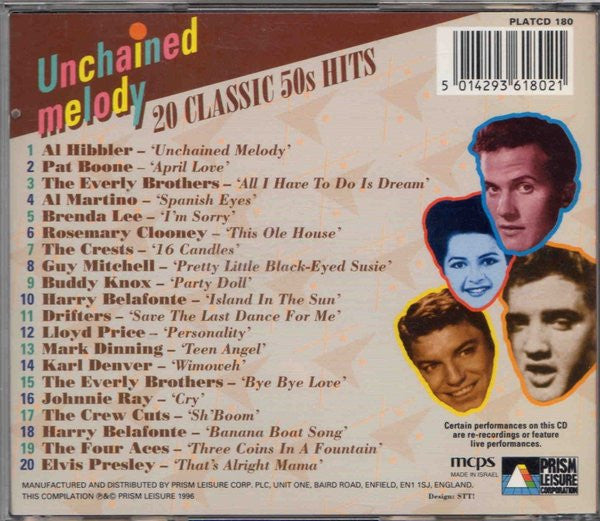 Various : Unchained Melody (20 Classic 50's Hits) (CD, Comp)