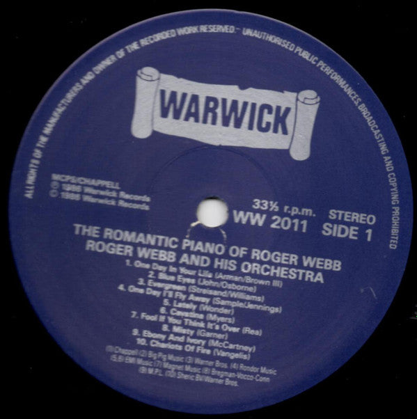 Roger Webb And His Orchestra : The Romantic Piano Of Roger Webb (LP, Comp)