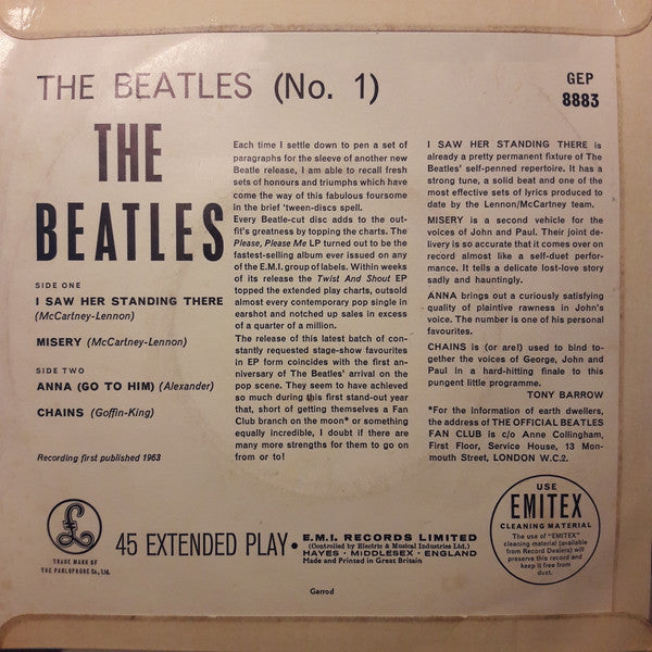 The Beatles : The Beatles No.1 (7", EP, Mono)