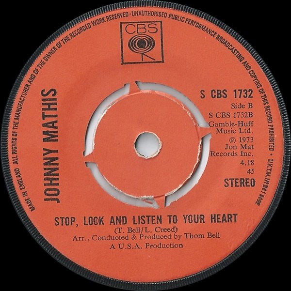 Johnny Mathis : I'm Coming Home (7", Ora)