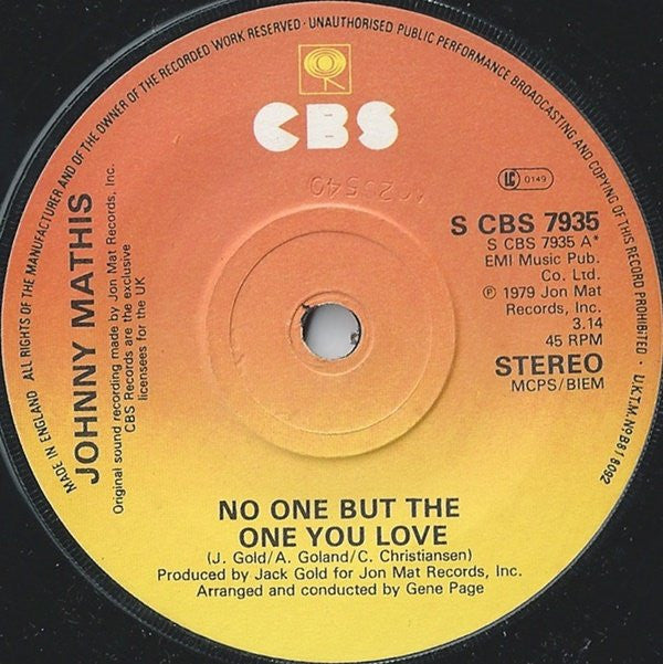 Johnny Mathis : No One But The One You Love (7")