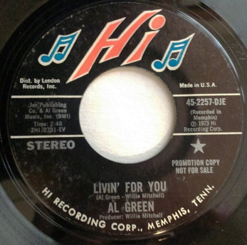 Al Green : Livin' For You (7", Single, Mono, Promo)