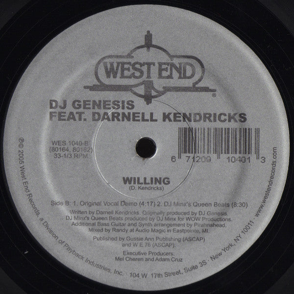 DJ Genesis Feat. Darnell Kendricks : Willing (12")