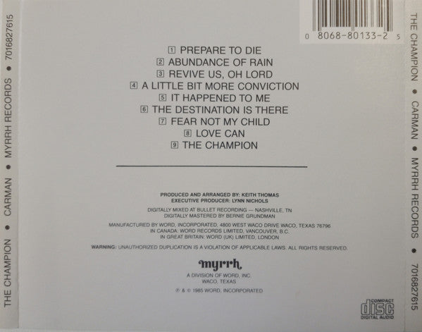 Carman : The Champion (CD, Album, RP)