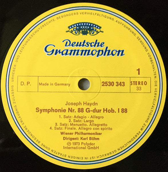 Joseph Haydn - Wiener Philharmoniker  · Karl Böhm : Symphonien Nr. 88 G-dur = In G Major / Nr. 89 F-dur = In F Major (LP)