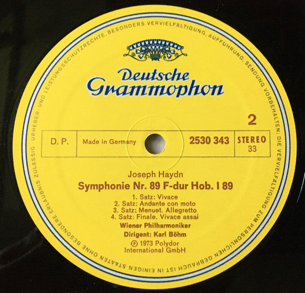 Joseph Haydn - Wiener Philharmoniker  · Karl Böhm : Symphonien Nr. 88 G-dur = In G Major / Nr. 89 F-dur = In F Major (LP)