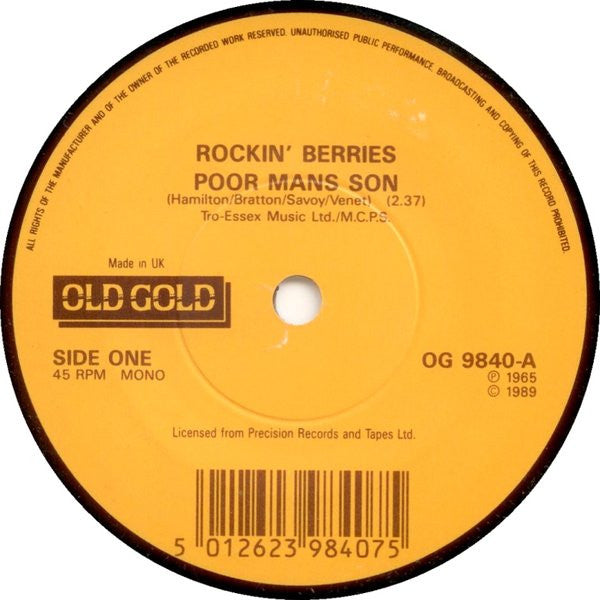 The Rockin' Berries : Poor Man's Son (7", Single, Mono)