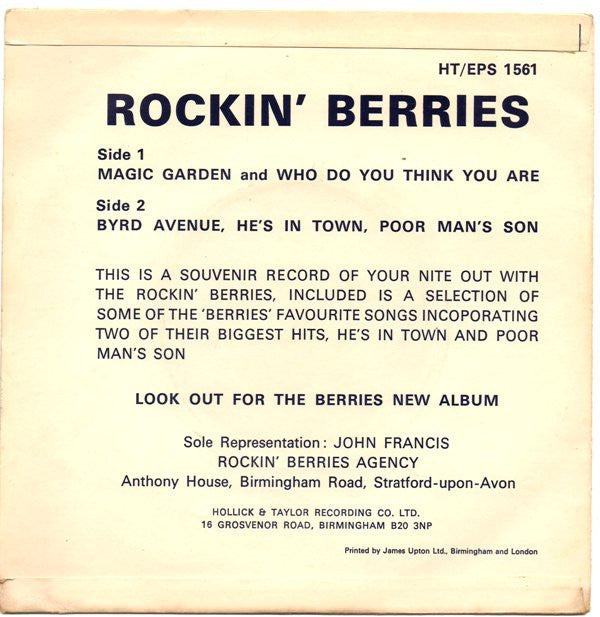 The Rockin' Berries : 5 From The Berries (7", EP)